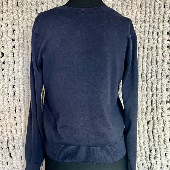 2 H&M Fine Knit Crewneck Cardigans Navy Blue & Medium Blue SIze M - Picture 14 of 16